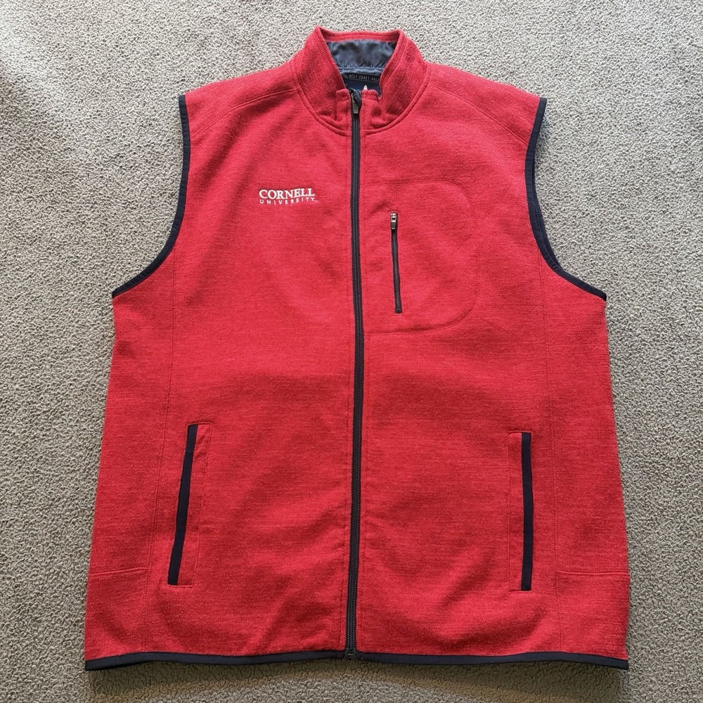 Johnnie-O Vest Red Fleece Full Zip Lined Pockets JMVT1010 Men's XL Outdoor